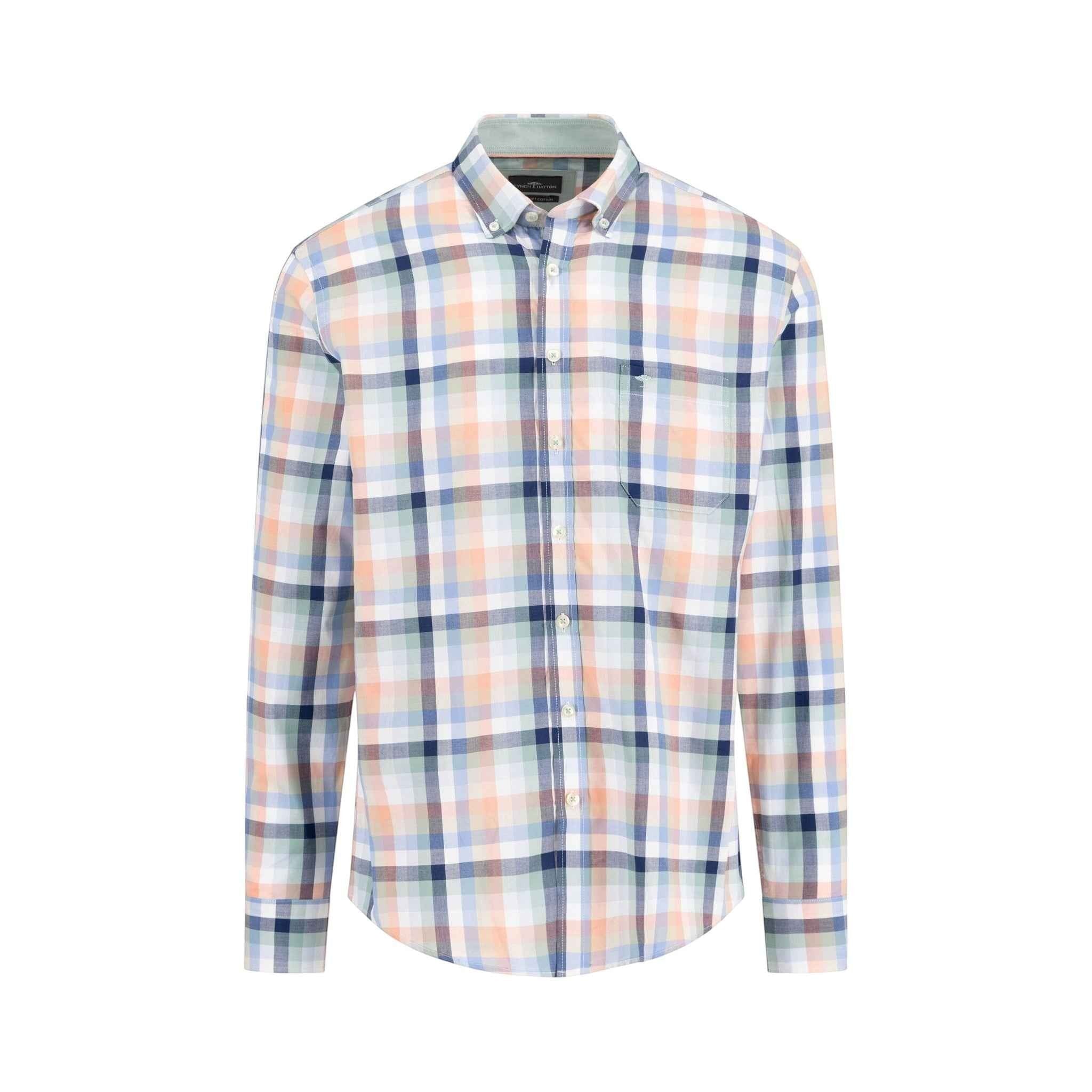 Fynch-Hatton - Mens Shirt - Colorful Combi Check - Peach 209 - Wildvine Clothing, Spalding, Lincolnshire