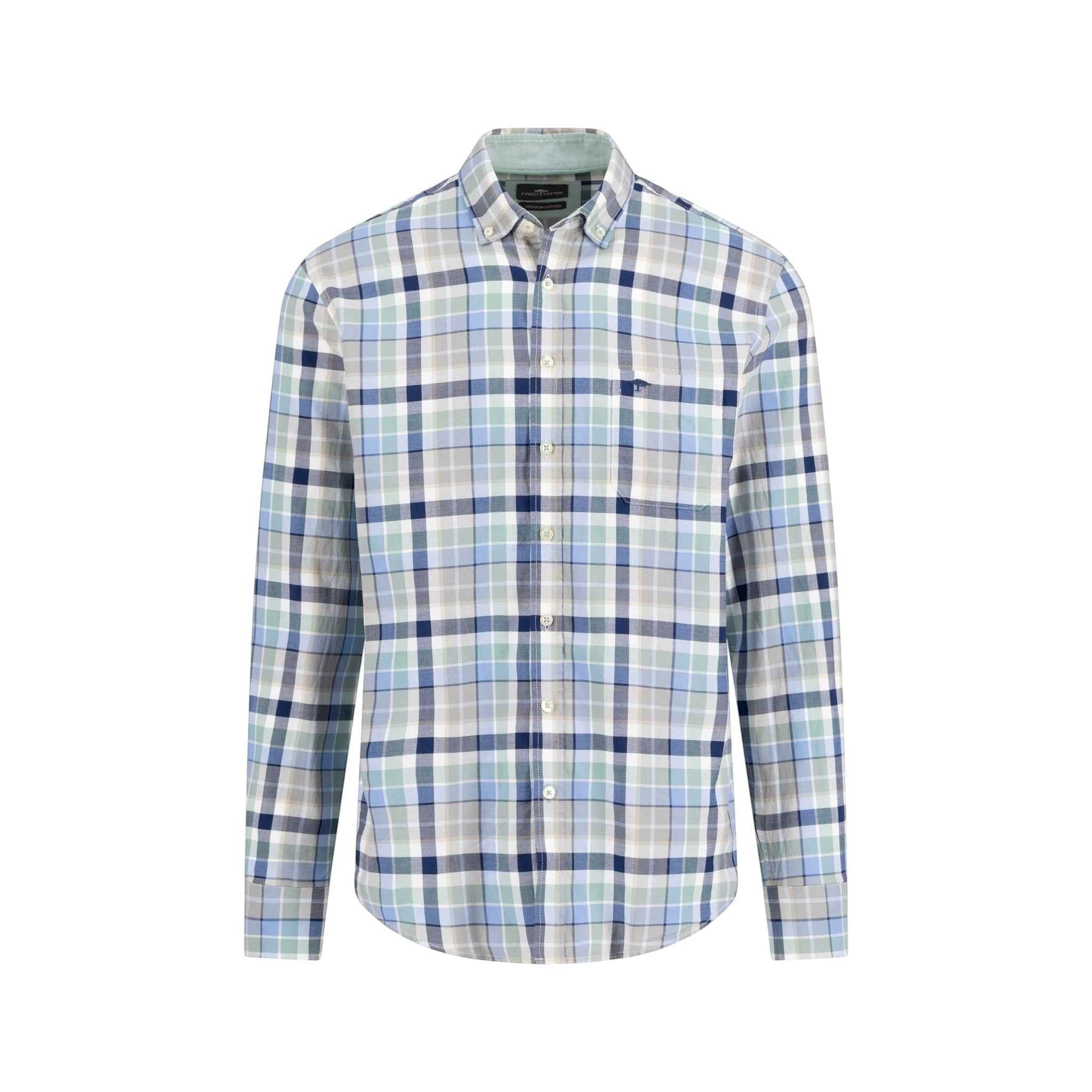 Fynch-Hatton - Mens Shirt - Multicolor Washed Oxford - Crystal Blue 604 - Wildvine Clothing, Spalding, Lincolnshire