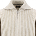 Fynch-Hatton - Mens Knitwear - 2-Tone Ribbed Zip Cardigan - Snow White - 1609618 829 - Wildvine Clothing, Spalding, Lincolnshire