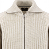 Fynch-Hatton - Mens Knitwear - 2-Tone Ribbed Zip Cardigan - Snow White - 1609618 829 - Wildvine Clothing, Spalding, Lincolnshire