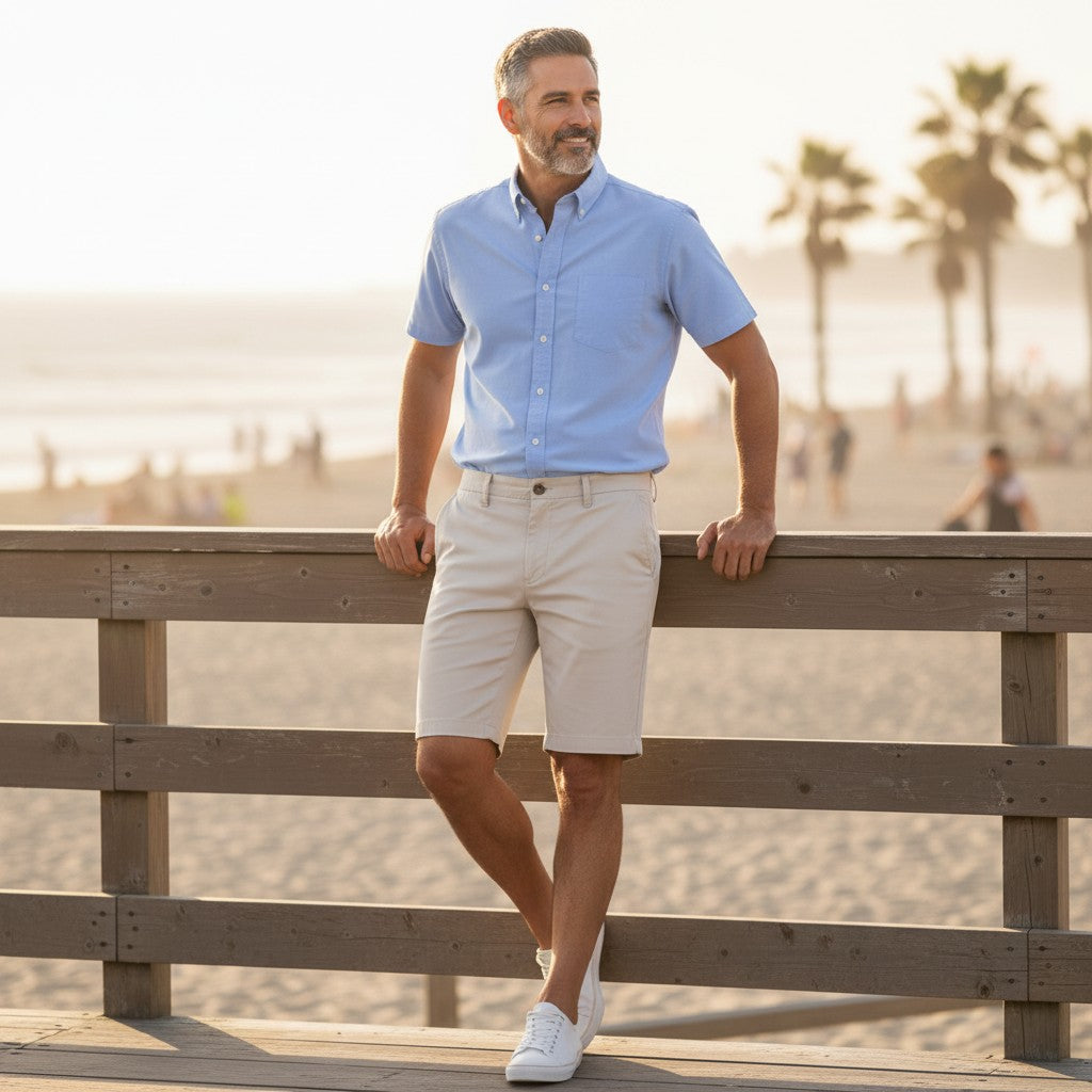 Fynch-Hatton - Mens Shorts - Summer Stretch Bermuda - Stone - Wildvine Clothing, Spalding, Lincolnshire