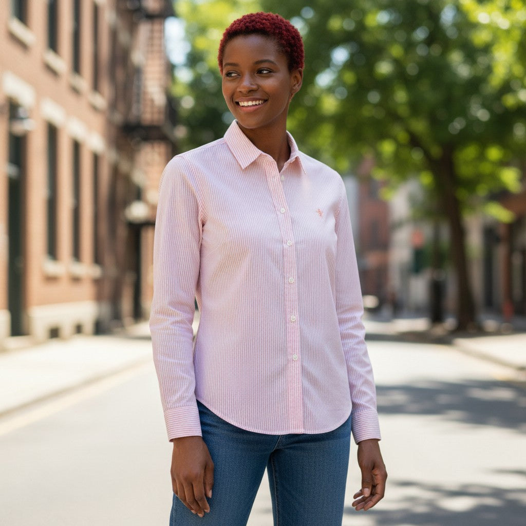 Fynch-Hatton - Ladies Blouse - CL Oxford Stripe - Silky Rose - 26141916 421 - Wildvine Clothing, Spalding, Lincolnshire