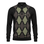 Gabicci Vintage - Mens Bond Argyle Knit Polo - Black - V57GM02 - Wildvine Clothing, Spalding, Lincolnshire