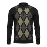 Gabicci Vintage - Mens Bond Argyle Knit Polo - Black - V57GM02 - Wildvine Clothing, Spalding, Lincolnshire