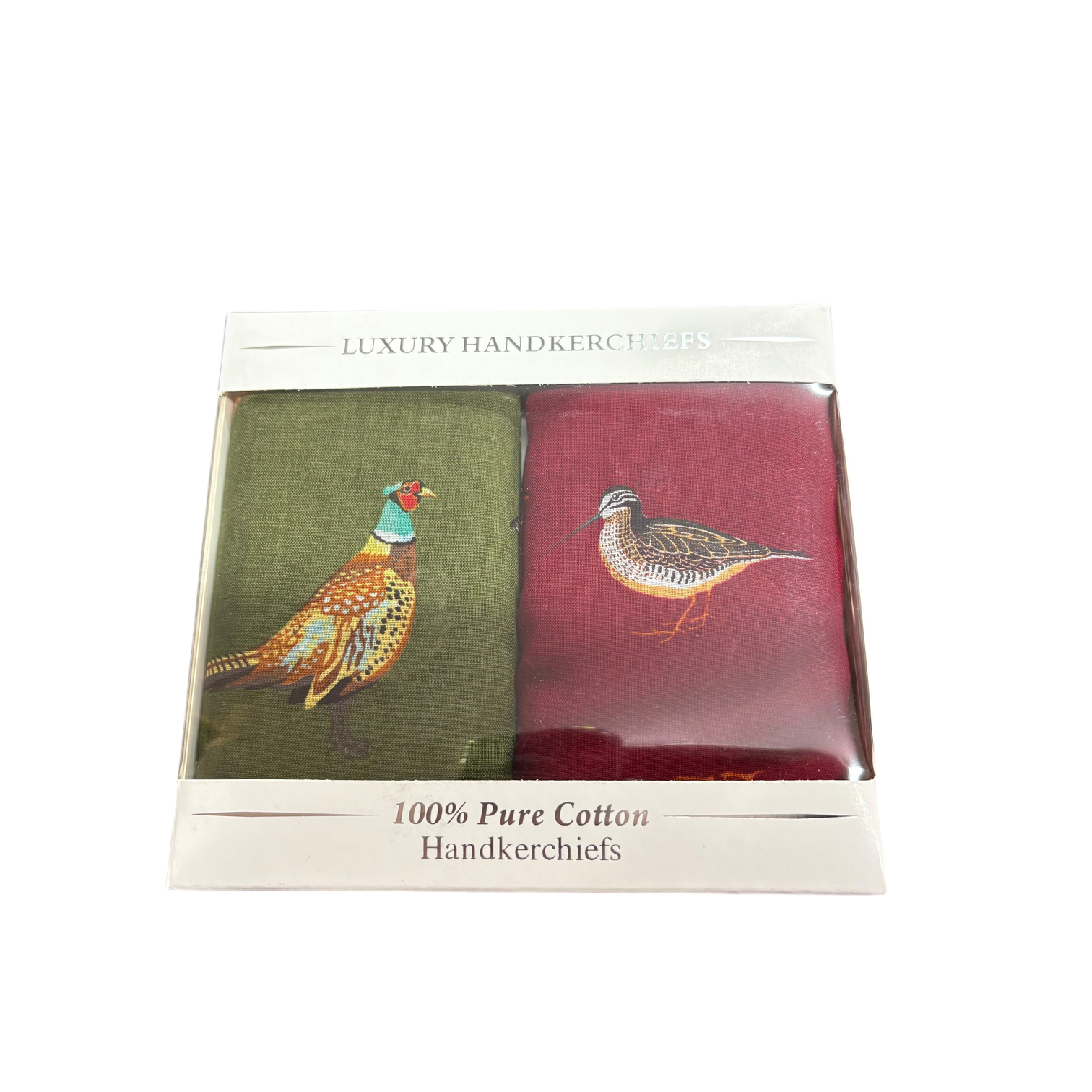 Le Chateau - Mens - Luxury Handkerchiefs - Game Bird Superior Bandanas - Green/Burgundy - Wildvine Clothing, Spalding, Lincolnshire