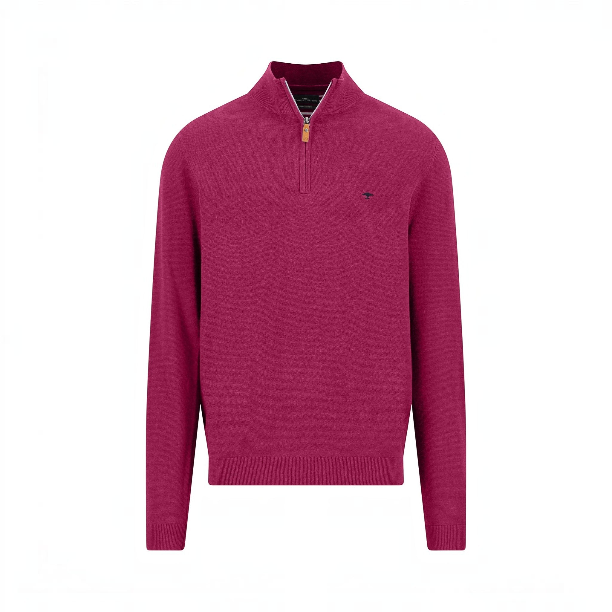 Fynch-Hatton - Mens Knitwear - Air Cotton Troyer-Zip - Grape - 1607316 416 - Wildvine Clothing, Spalding, Lincolnshire