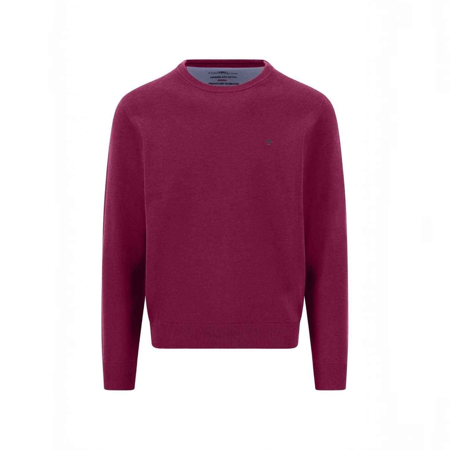 Fynch-Hatton - Mens Knitwear - Superfine Cotton Sweater - O'Neck - Grape - 1614210 416 - Wildvine Clothing, Spalding, Lincolnshire