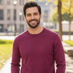 Fynch-Hatton - Mens Knitwear - Superfine Cotton Sweater - O'Neck - Grape - 1614210 416 - Wildvine Clothing, Spalding, Lincolnshire