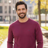 Fynch-Hatton - Mens Knitwear - Superfine Cotton Sweater - O'Neck - Grape - 1614210 416 - Wildvine Clothing, Spalding, Lincolnshire