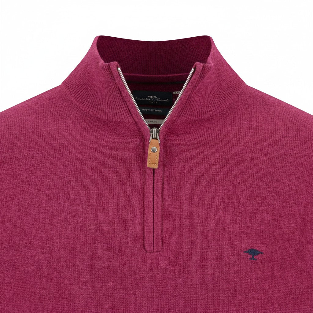 Fynch-Hatton - Mens Knitwear - Air Cotton Troyer-Zip - Grape - 1607316 416 - Wildvine Clothing, Spalding, Lincolnshire