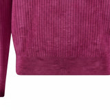WILDVINE Clothing Co. grape purple ribbed knit sweater featuring a classic hem and soft textured fabric.