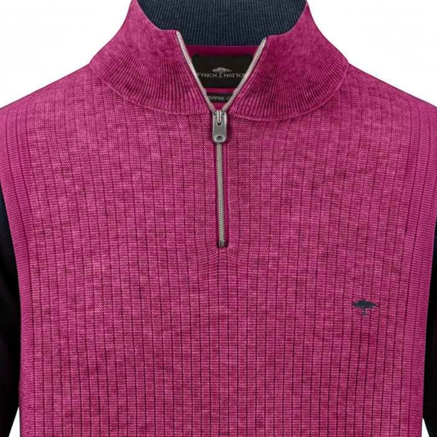 WILDVINE Clothing Co. grape ribbed knit Troyer-zip sweater with half-zip collar and chest logo embroidery