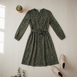 QED London - Ladies - Long Sleeve - Midi Dress - Animal Print Khaki XL - Wildvine Clothing, Spalding, Lincolnshire