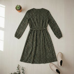 QED London - Ladies - Long Sleeve - Midi Dress - Animal Print Khaki - Wildvine Clothing, Spalding, Lincolnshire