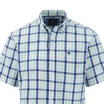 Fynch-Hatton - Mens Shirt - Combi Check - Turf Green - 1/2 sleeve 722 - Wildvine Clothing, Spalding, Lincolnshire