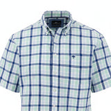 Fynch-Hatton - Mens Shirt - Combi Check - Turf Green - 1/2 sleeve 722 - Wildvine Clothing, Spalding, Lincolnshire