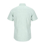 WILDVINE Clothing Co. light green short sleeve casual shirt with a textured weave, shown from the back.