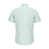 WILDVINE Clothing Co. light green short sleeve casual shirt with a textured weave, shown from the back.