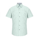 WILDVINE Clothing Co. light green short sleeve casual shirt with textured weave and floral collar lining