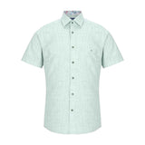WILDVINE Clothing Co. light green short sleeve casual shirt with textured weave and floral collar lining