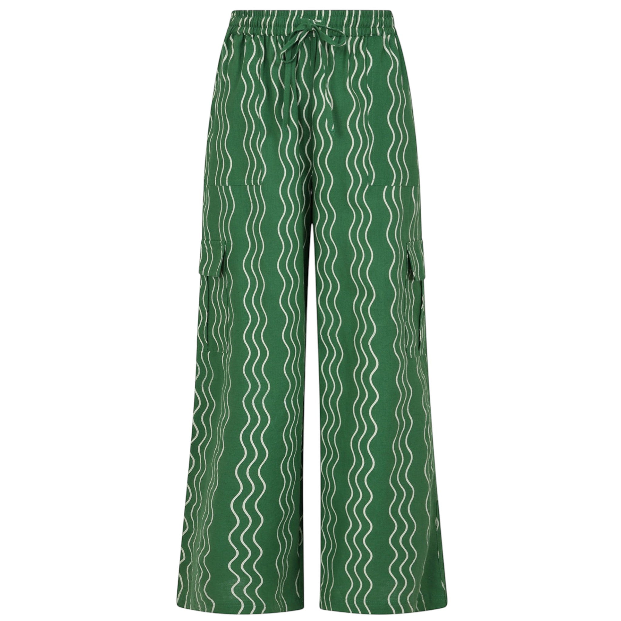 Alice Collins - Beth Wavy Trousers - Green Pepper/Wild Oat - Wildvine Clothing, Spalding, Lincolnshire