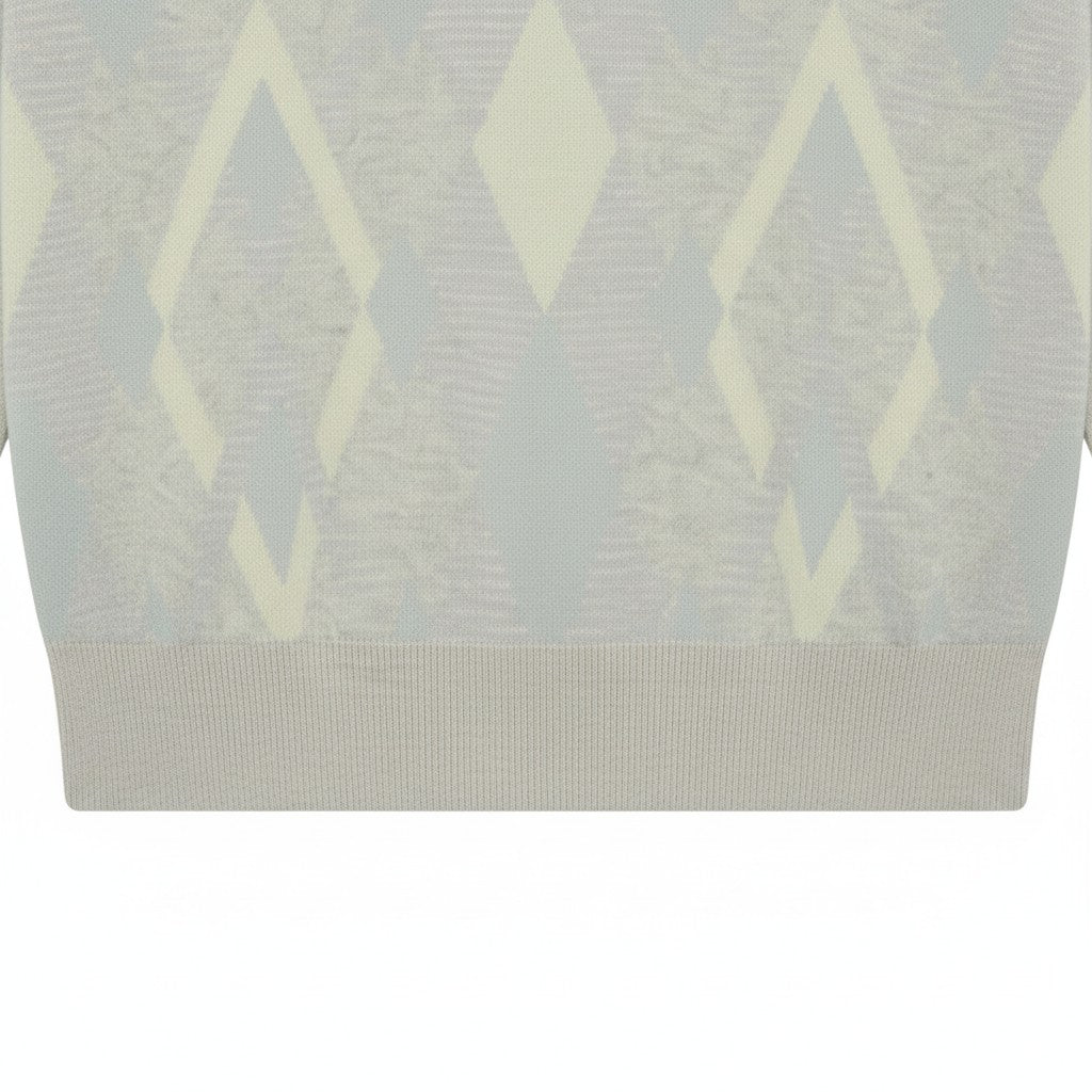 Lyle & Scott - Mens Cotton Argyle V Neck Jumper - Light Grey Marl/ Opal Blue - KN2490V Y391 - Wildvine Clothing, Spalding, Lincolnshire