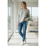 Wild Flower - Ladies - Bow Embroidered Jumper - Beige - Wildvine Clothing, Spalding, Lincolnshire