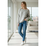 Wild Flower - Ladies - Bow Embroidered Jumper - Beige - Wildvine Clothing, Spalding, Lincolnshire