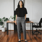 Pinnns - Ladies - Essential 27" Leg Back Elasticated Waist Stretch Trouser - Iris - Grey - Wildvine Clothing, Spalding, Lincolnshire