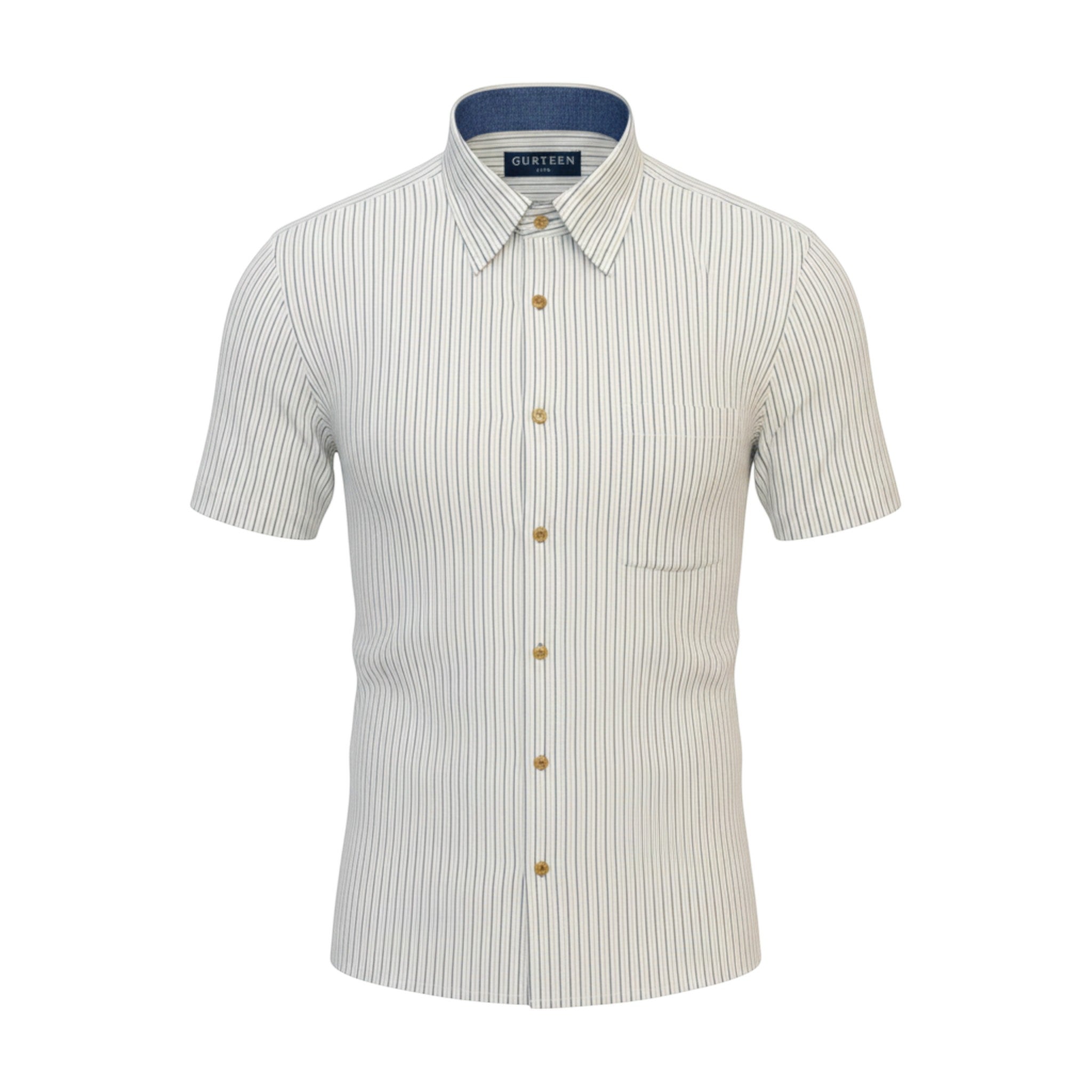 Gurteen - Mens - Seville - Modern Fit / Short Sleeved - Beige Stripe 504 - Wildvine Clothing, Spalding, Lincolnshire