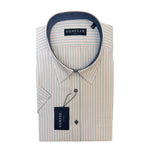 Gurteen - Mens - Seville - Modern Fit / Short Sleeved - Brick Stripe 544 - Wildvine Clothing, Spalding, Lincolnshire