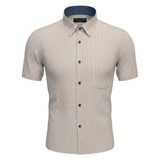 Gurteen - Mens - Seville - Modern Fit / Short Sleeved - Brick Stripe 544 - Wildvine Clothing, Spalding, Lincolnshire