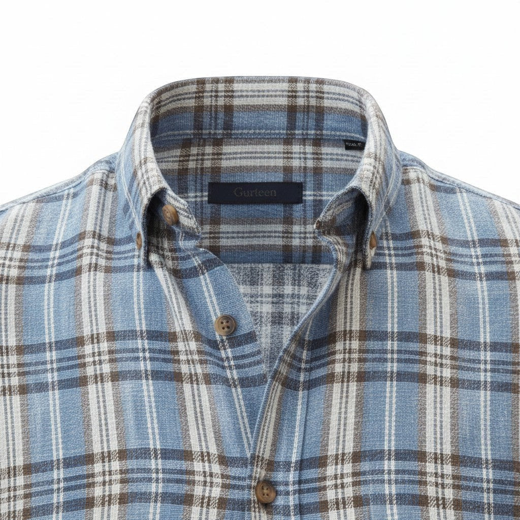 Gurteen - Mens - 100% Linen Shirt - Rome - Modern Fit / LS - Chocolate Check - 5720 691 - Wildvine Clothing, Spalding, Lincolnshire