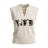Alice Collins - Highland Cattle Slipover - Winter White - 037A140 - Wildvine Clothing, Spalding, Lincolnshire
