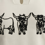 Alice Collins - Highland Cattle Slipover - Winter White - 037A140 - Wildvine Clothing, Spalding, Lincolnshire