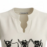 Alice Collins - Highland Cattle Slipover - Winter White - 037A140 - Wildvine Clothing, Spalding, Lincolnshire