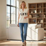 Alice Collins - Highland Cattle Slipover - Winter White - 037A140 - Wildvine Clothing, Spalding, Lincolnshire