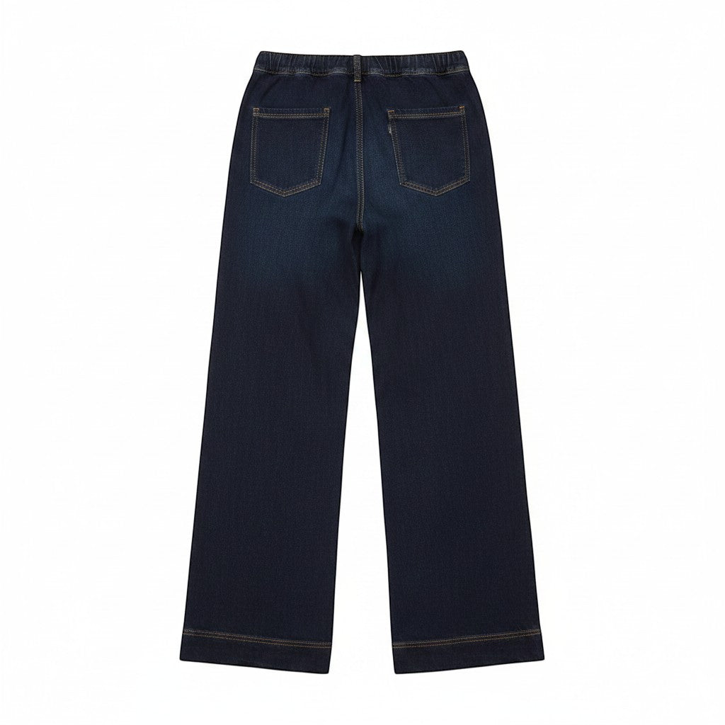 QED London - Ladies - Elastic Waist Heart String Jeans - indigo - Wildvine Clothing, Spalding, Lincolnshire