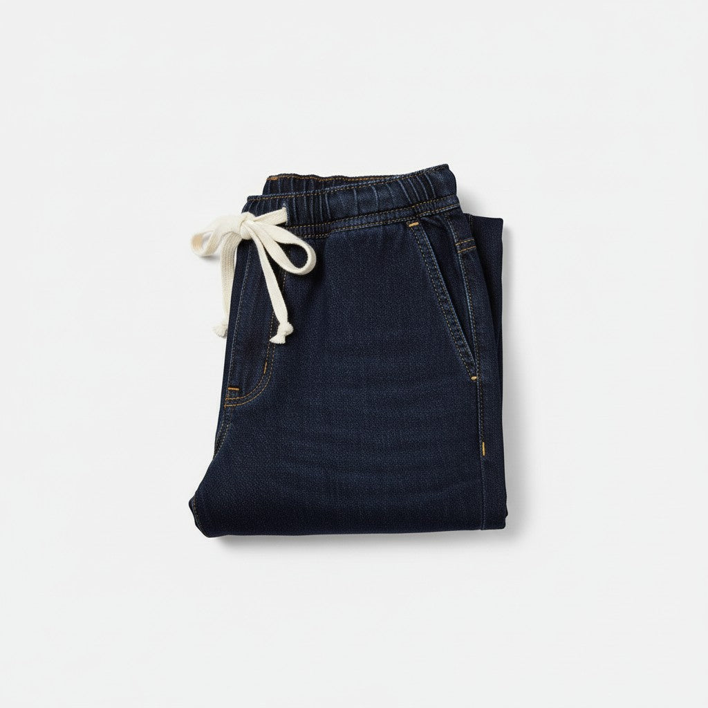 QED London - Ladies - Elastic Waist Heart String Jeans - indigo - Wildvine Clothing, Spalding, Lincolnshire