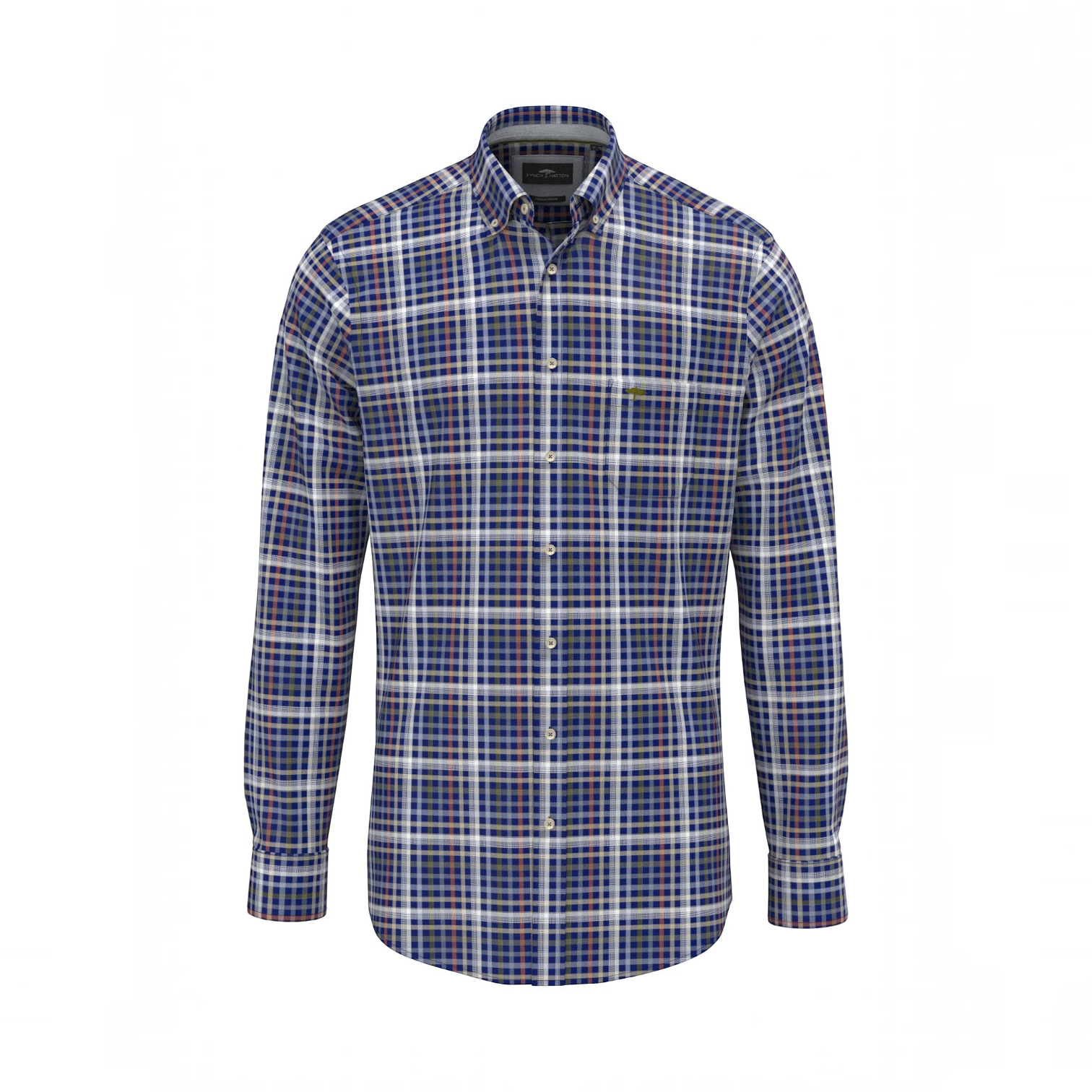 Fynch-Hatton - Mens Heritage Oxford Check Shirt - LS - Ink Blue - 1609 8760 661 - Wildvine Clothing, Spalding, Lincolnshire