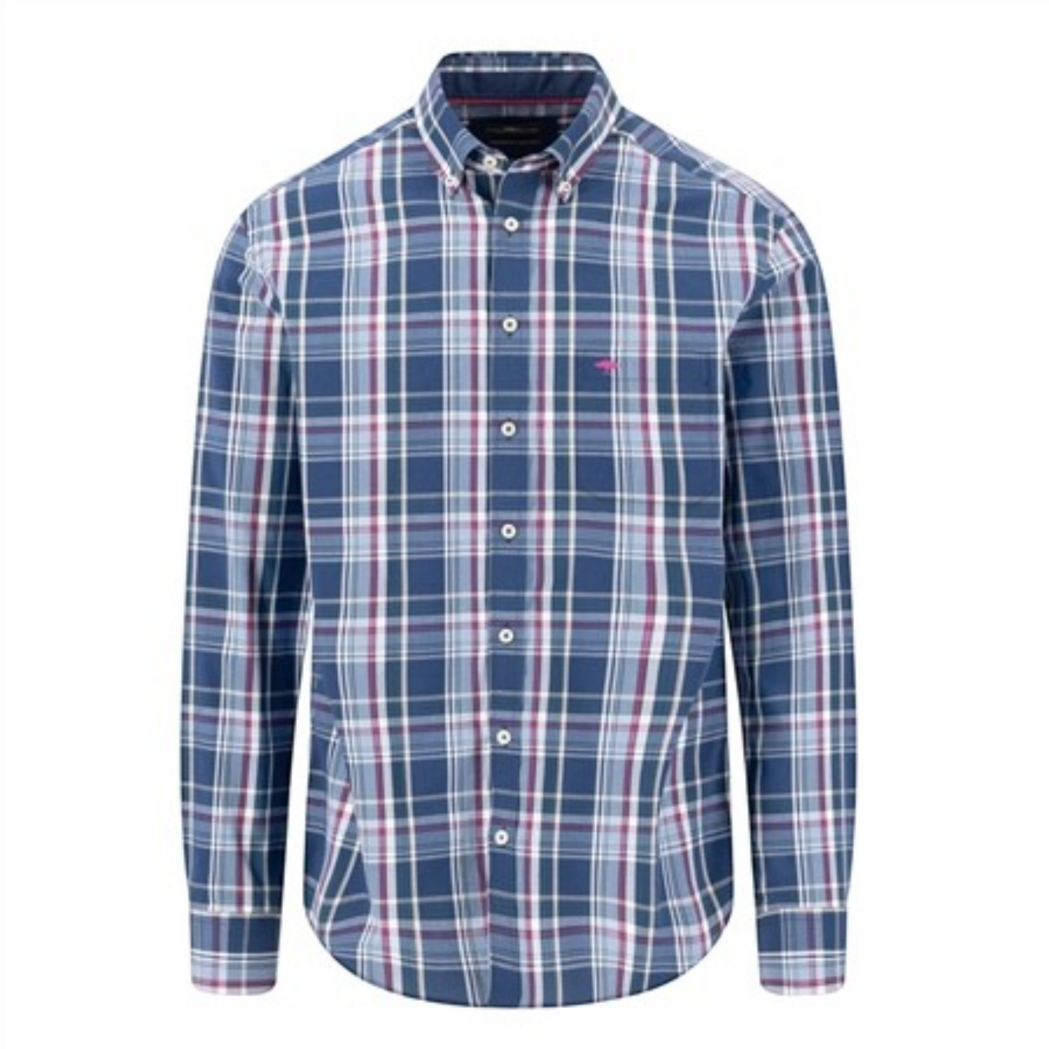 Fynch-Hatton - Mens Dark Multicolour Check Shirt - Ink Blue - 16085340 661 - Wildvine Clothing, Spalding, Lincolnshire