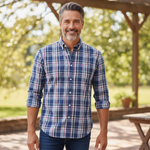 Fynch-Hatton - Mens Dark Multicolour Check Shirt - Ink Blue - 16085340 661 - Wildvine Clothing, Spalding, Lincolnshire