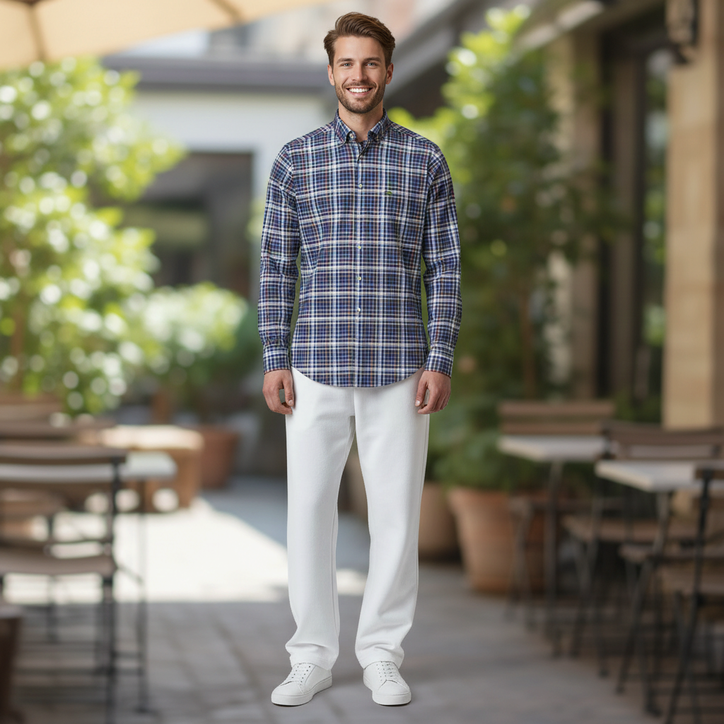 Fynch-Hatton - Mens Heritage Oxford Check Shirt - LS - Ink Blue - 1609 8760 661 - Wildvine Clothing, Spalding, Lincolnshire