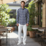 Fynch-Hatton - Mens Heritage Oxford Check Shirt - LS - Ink Blue - 1609 8760 661 - Wildvine Clothing, Spalding, Lincolnshire