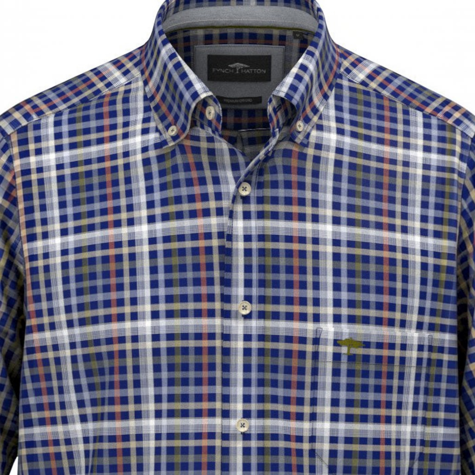 Fynch-Hatton - Mens Heritage Oxford Check Shirt - LS - Ink Blue - 1609 8760 661 - Wildvine Clothing, Spalding, Lincolnshire