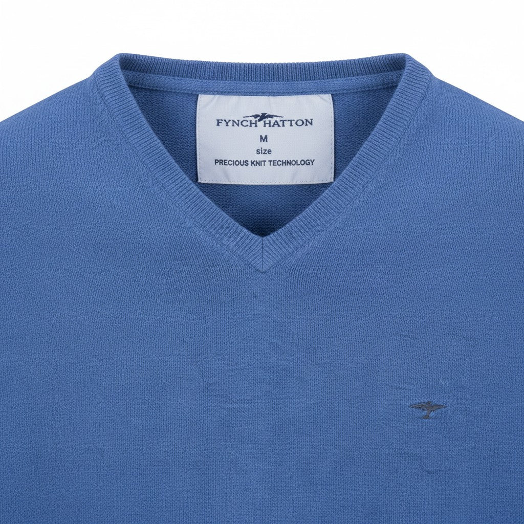Fynch-Hatton - Mens - Superfine V-Neck Sweater - Ink Blue - 1614211 661 - Wildvine Clothing, Spalding, Lincolnshire