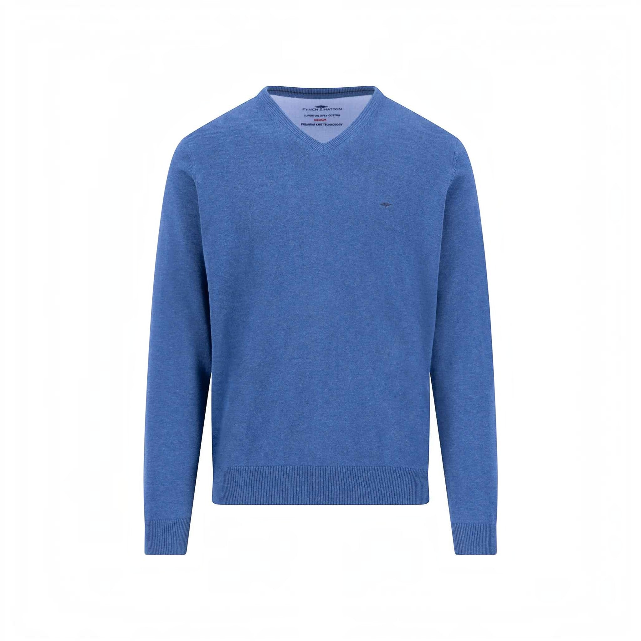 Fynch-Hatton - Mens - Superfine V-Neck Sweater - Ink Blue - 1614211 661 - Wildvine Clothing, Spalding, Lincolnshire