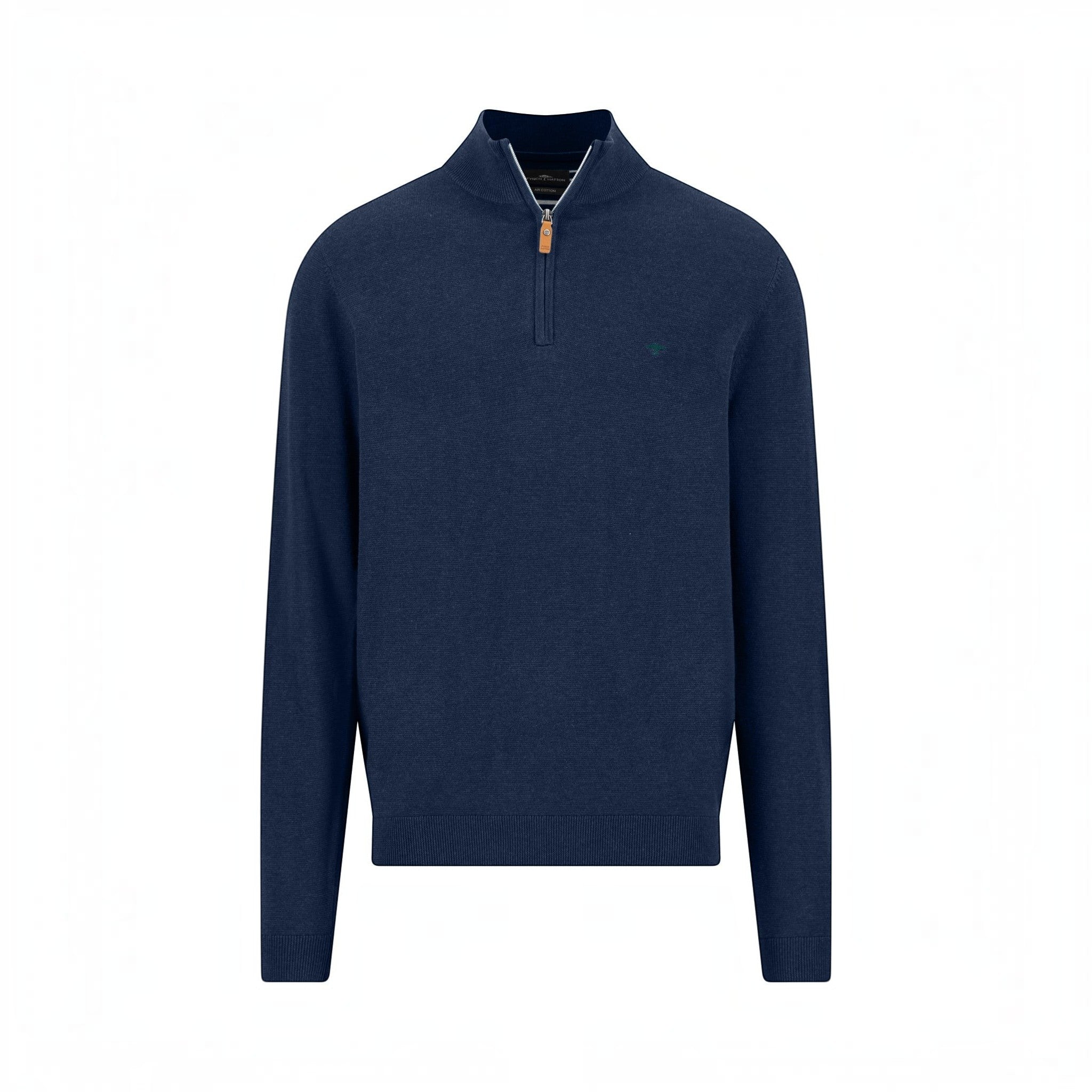 Fynch-Hatton - Mens Knitwear - Air Cotton Troyer-Zip - Ink Blue- 1607316 661 - Wildvine Clothing, Spalding, Lincolnshire