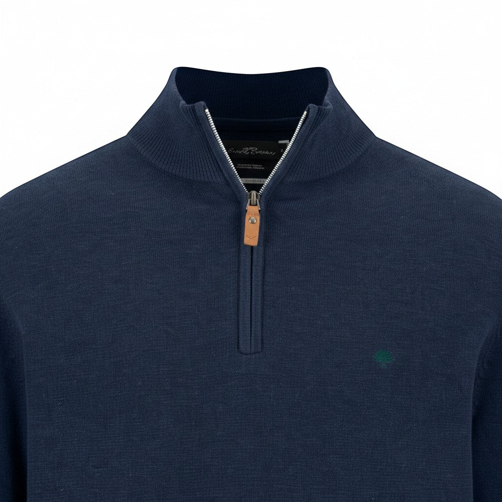 Fynch-Hatton - Mens Knitwear - Air Cotton Troyer-Zip - Ink Blue- 1607316 661 - Wildvine Clothing, Spalding, Lincolnshire