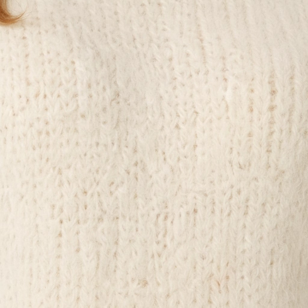 Wild Flower - Ladies -Striped Sleeve Fluffy Knit Jumper - Ivory/Aqua - Wildvine Clothing, Spalding, Lincolnshire